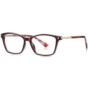 moomoobird Cat Eye Bril Anti-Blauw Licht TR90 Vierkante Mode Bril Frame voor Vrouwen, Rood met helder
