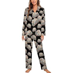 Sleeping Bear Tree Trunk lange mouwen pyjama sets voor vrouwen klassieke nachtkleding nachtkleding zachte pyjama sets lounge sets