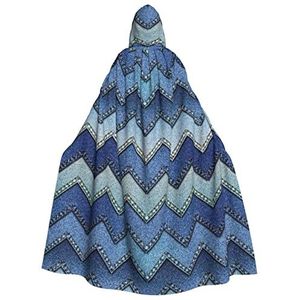 WURTON Unisex Hooded Mantel Voor Mannen & Vrouwen, Carnaval Thema Party Decor Gradiënt Blauw Denim Print Hooded Mantel