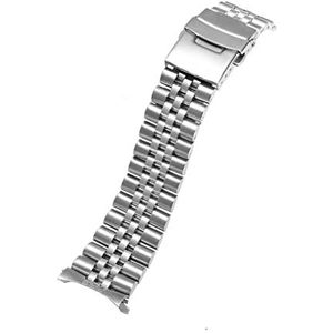 INEOUT Bekijk band Compatibel Wit HSEIKO SKX009 007 175 173 Solid roestvrijstalen horlogeband 20 22 24mm horloge accessoires horloge riem horloge armband (Color : Five beads, Size : 24mm With Logo)