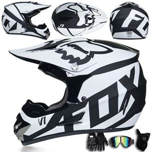 Jeugd Mannen Vrouwen Full Face Motocross Helm Downhill Mountain Bike Motorfiets Cross Helmen, DOT Certificering, met Bril Handschoenen Gezichtsscherm,Color J-L(56~57cm)