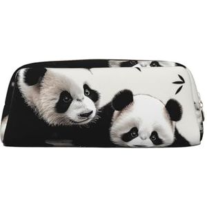 LZQPOEAS Leuke Pandas Etui Lederen Pen Tas Reizen Make-up Tas Rits Organizer Tas Voor Vrouwen Mannen, Goud, Eén maat, Sport