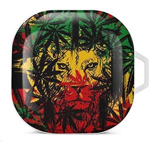 Jamaica Rasta Lion Oordopjes Hoesje Compatibel met Samsung Hard Shell Beschermhoes Wit-Stijl