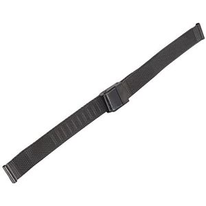 Shanrya Professionele zwarte elastische draagbare roestvrijstalen armband voor dames horloge mechanici, 16 mm, riem