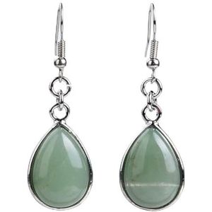 Natuursteen Haak Dangle Water Drop Oorbellen Effen Sieraden Voor Vrouwen meisje Groene Aventurijn Dangler , groene Aventurijn
