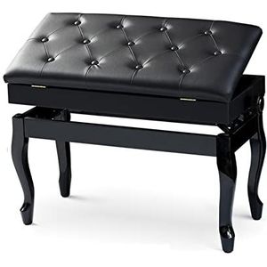 HOMCOM Pianobank, pianokruk, bank met gevoerde zitting, poten van massief hout, synthetische coating, zwart