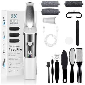 PKBD Elektrische voetvijl voor harde huidverwijderaar voeten eelt professioneel pedicure gereedschap met accessoires kit, 3 snelheden-waterdichte ultra-lange levensduur van de batterij, gemakkelijk te