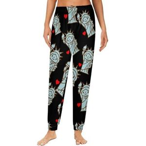 I Love New York pyjama voor dames, loungebroek, elastische tailleband, nachtkleding, broekje, print