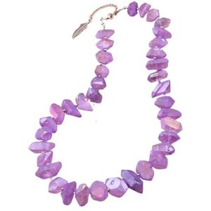 Women Collar Choker Necklaces For Women Rough Chunky Crystal Stone Short Necklace Wedding Party Jewelry Gifts (Color : Amethyst Silver)