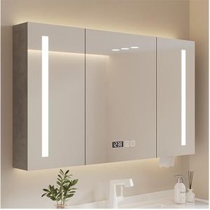 Badkamerwandspiegelkast, badkamerspiegel met opbergruimte, badkamerspiegelkast aan de muur gemonteerd, anticondens dimbaar licht, moderne badkamerwandkast, led-medicijnkastje(A,W78*H70cm/W30.7*H27.6in