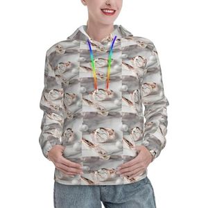 JIUTY Wit Marmer Rose Goud Patroon Vrouwen Gevoerde Hoodie Warme Pullover Voorzak Winter Hoodies Met Zakken, Zwart, S