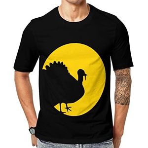Moon Turkey T-shirt met korte mouwen voor heren, ronde hals, print, casual T-shirt, tops, 2XL