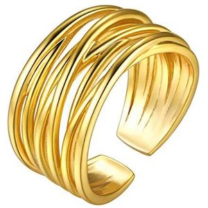 GOLDCHIC JEWELRY Vrouwen Chevron Crossover Statement Ring, meerlagige met elkaar verbonden rollende betrokkenheid Enhancers Open Band Ring, 18K verguld, verstelbare maat, 18K verguld