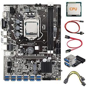 AMIUHOUN 12 GPU B75 BTC Mijnbouw Moederbord+CPU+Stroomkabel+USB3.0 Adapter+Schakelaar Kabel 12X USB3.0 Slot LGA1155 DDR3 RAM SATA3.0