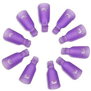 10 Stks Nagellak Remover Wrap Cap Clips Acryl Gel Vingers Nagels Art Soak Off Clip UV Manicure Pedicure Tools Paars