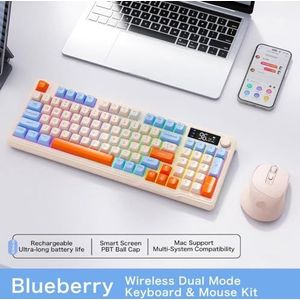 QPSJXN Draadloos Toetsenbord En Muis M96 Met Bluetooth Multi-Device Compatibel Met En Elektronische Schermen (Blueberry Pink Kit)