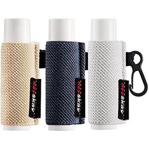 HEYSKAY Lippenbalsem Houder Mouwen Sleutelhanger Chapstick Elastische Mouwen (Bruin/donkerblauw/grijs)