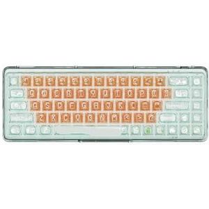 QPSJXN Mechanisch toetsenbord, transparant, Bluetooth 5.0, 2,4 g, bekabeld, Windows Android (Soda Orange)