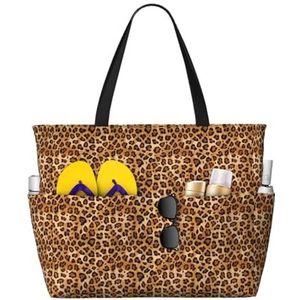 HDTVTV Rustieke textuur luipaardprint, grote strandtas schoudertas voor vrouwen - Tote tas handtas met handgrepen, zoals afgebeeld, Eén maat