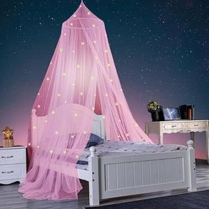 QIUMING 1 Set Koepel Bed Luifel Opvouwbare Glow-in-the-dark Sterren Prinses Luifel Bed Kamer Decor