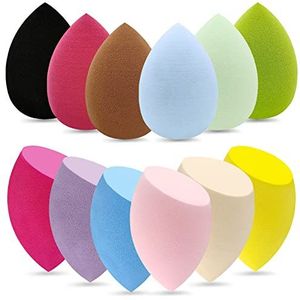 12 stuks professionele make-up spons set, latex vrije vlekkeloze zachte instelling gezicht puffs, veelkleurige schoonheid spons blender cosmetische applicator voor poeder, vloeistof, gezicht make-up