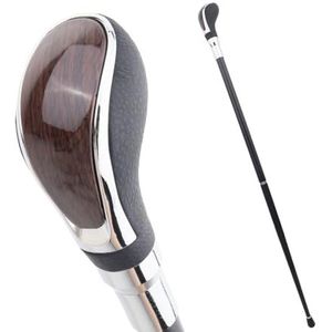 Elegante Wandelstok Met Druppelvormig Handvat - Premium Hout- en Leerontwerp Met Metalen Accenten Stijlvol Maar Functioneel Hulpmiddel voor Mobiliteit 36,6 Inch