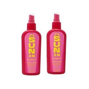 Sun In Tropical Breeze Haaraansteker 2-Pack. Verrijkt met de natuurlijke botanische aloë, kamille, goudsbloem en lijnzaad. Alcoholvrij. Tropical Breeze Scent. 138 milliliter