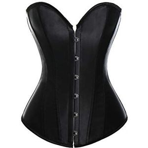 MISS MOLY Satijnen damescorset, burlesque, modelerende overbust, bustino top, zwart, L