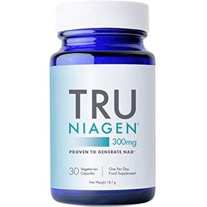 TRU NIAGEN Nicotinamide Riboside NAD-supplementen, om vermoeidheid en vermoeidheid te verminderen, gepatenteerde formule NR, 30 stuks, 300 mg per portie (1 maand/1 fles)