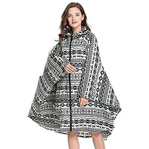 Regen Poncho Regenjas Uniseks Regenponcho, Inpakbare Regenponcho Met Capuchon, Herbruikbare Regenjas Voor Volwassenen Regenponcho (Color : A, Size : Large)