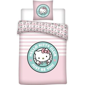 Beddengoed Hello Kitty Rose Just Be You, dekbedovertrek 140 x 200 cm + kussensloop 65 x 65 cm, polykatoen