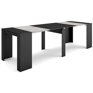 Skraut Home | Uitschuifbare Consoletafel | Console table | 260 | Voor 12 personen | Tafel | Moderne stijl | Zwart