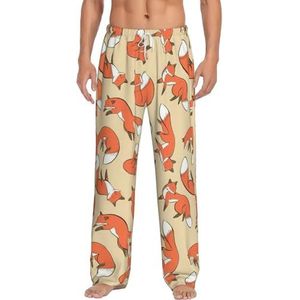 Veel vossen heren lange lounge wear broek nachtkleding pyjama bodems nachtkleding met zakken en trekkoord, Wit, S