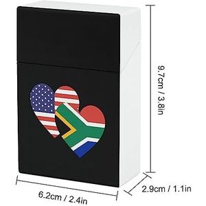 Zuid-Afrika Amerikaanse Hart Vlag Sigaret Case Flip Open Sigaret Houder Doos Waterdichte Sigaret Pack voor Mannen Vrouwen