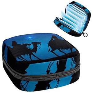 Opbergtas voor maandverband Pads, Menstruatie Cup Pouch, Periode Bag Organizer voor vrouwelijke Pads Tampons, Desert Camel Silhouette