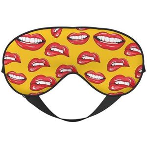 GSGCSBYMLG Vrouwen glimlachen en bijten op haar rode lippen gedrukt zacht verduisterend oogmasker slapen oogmasker dubbelzijdig oogmasker