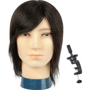 Mannequinhoofd van mannelijk menselijk haar, pruikstandaard met statief for kapperssalon, mannelijke trainingshoofden, mannequinpop(1)