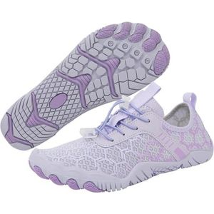 HiGropcore Wandelschoenen voor dames en heren, atletische waterschoenen, ademende en antislip blotevoetenschoenen, brede teen lichtgewicht sneldrogende zwemstrandschoenen, G4 - Paars, 7 Women/6 Men