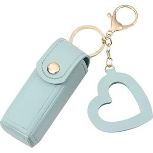 Leren lippenstiftetui, lippenstift-organizer, kleine make-uptas, elegant etui van PU-leer voor lippenstift met hartvormige hanger voor lippenstift