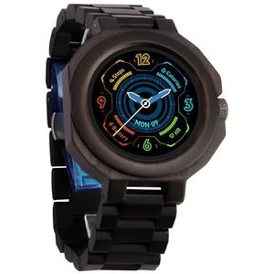 Houten horloges Smart horloge Bluetooth sportarmband oproep multifunctioneel neutraal sandelhout horloge (Size : Black)