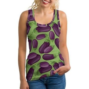 Verse rijpe aubergines dames tank top mouwloos T-shirt pullover vest atletische basic shirts zomer bedrukt