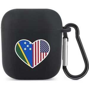 I Love America And The Solomon Islands schattig hoesje voor AirPods 2 & 1 schokbestendige beschermende hoofdtelefoon hoesjes cover met sleutelhanger voor mannen vrouwen