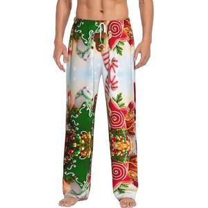 Gingerbread Man Candy Heren Lange Lounge Wear Broek Nachtkleding Pyjama Bottoms Nachtkleding Nachtkleding Met Zakken En Trekkoord, Wit, S