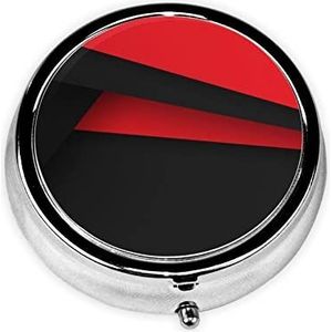 Rood Zwart Print Pil Doos 3 Compartiment Kleine Pil Case Met Spiegel Pil Organizer Voor Outdoor Reizen Pocket Purse