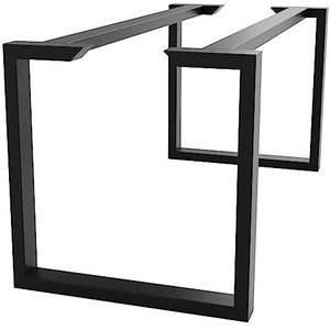 MetaloPro Tafelpoten, metaal, zware belasting, stalen bureaupoten, zwart en schroeven, vloerbeschermers, trapeziumtafelframe voor moderne salontafel, eettafel, woonkamertafel, 170 x 70 x 72 cm