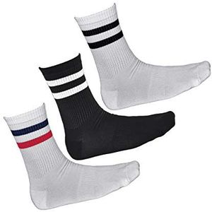 VITSOCKS Super Zachte Ademende BAMBOE Sportsokken Heren (3 PAAR) Urban Skater Retro Stijl, 2x wit, 1x zwart, 39-42
