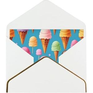 ijs en wafel patroon gedrukte wenskaarten, prachtige blanco wenskaarten met enveloppen, grappige kaarten voor elke gelegenheid