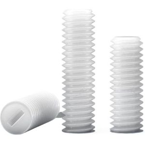 Witte nylon sleufkop stelschroef M3 M4 M5 M6 M8 M10 M12 kunststof isolatie platte punt stelschroef stelschroef koploze stelschroeven(20mm,M4-30pcs)