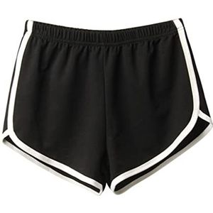 KaloryWee Summer Atletische Shorts voor Vrouwen Elastische Taille Dolfijn Shorts Side White Line Detail Zachte Lounge Shorts, Zwart, M
