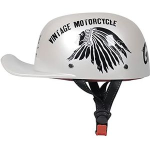 Motorhelm, For heren Vintage helm Duitse stijl fiets cruiser chopper scooter bromfiets ATV helmen H,XL=59-60cm(A,M=5556cm)